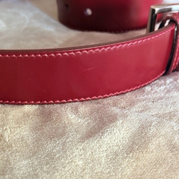 PRADA Red Leather Belt 1C 2289 95/38 Made In Italy Authentic - Picture 3 of 12